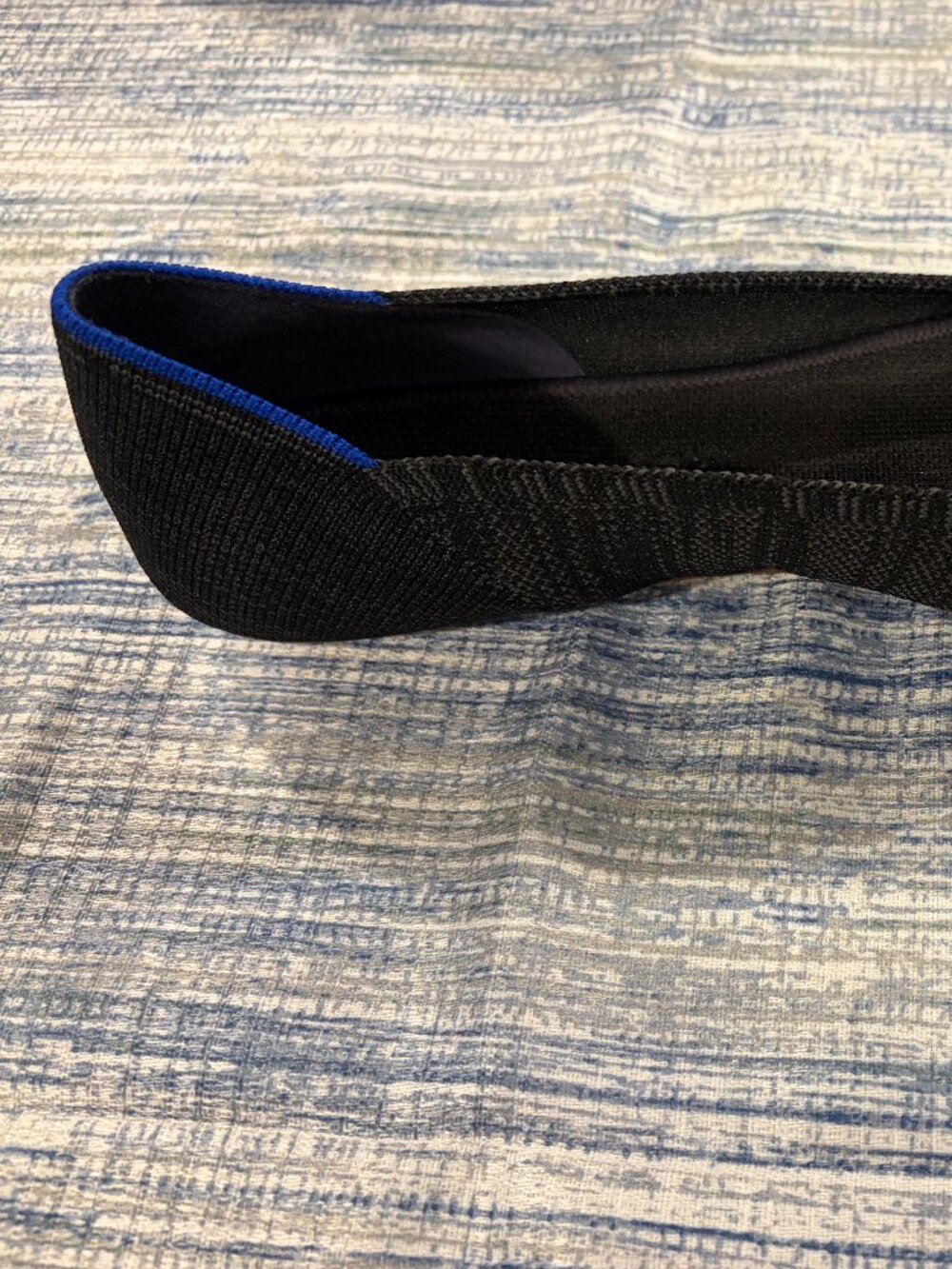 Rothy's Black Pointed Knit Flats with Blue Trim - Picture 8 of 8